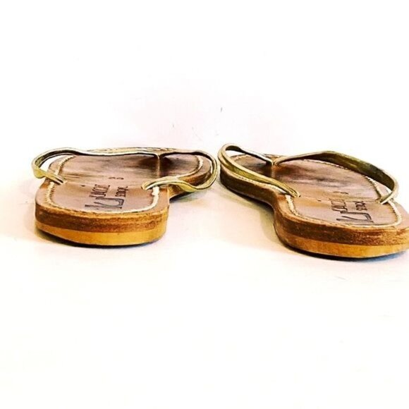 K‎ JACQUES St Tropez Venise Flip-Flops in Gold Leather, Size 36 EU - Picture 5 of 11